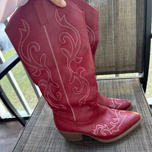 Red Western Cowboy Boots - Women's Fashion Boots